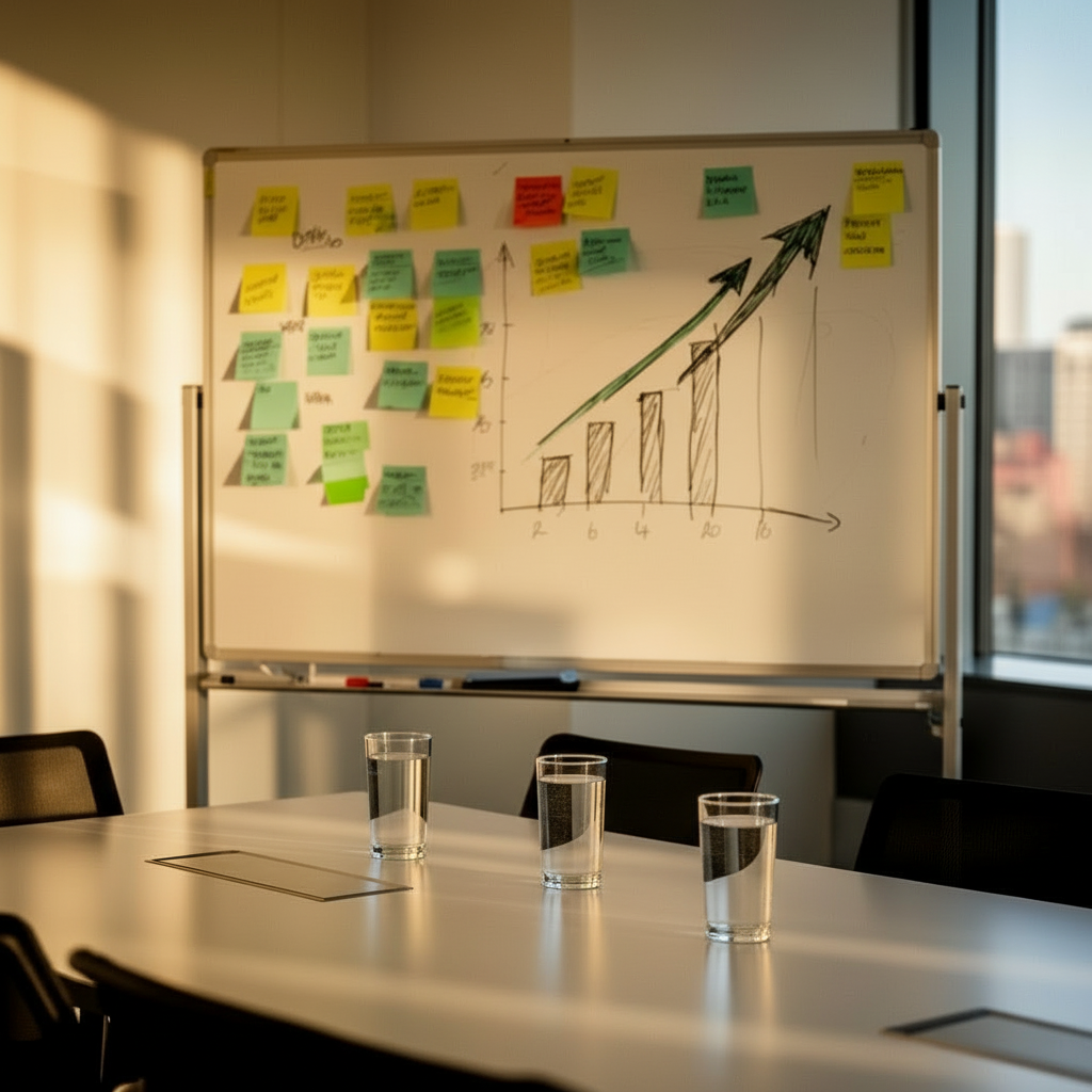 Business growth results with upward trending charts